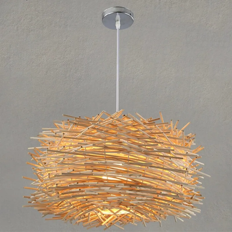 Simple Bird's Nest Creative Rattan Pendant Light