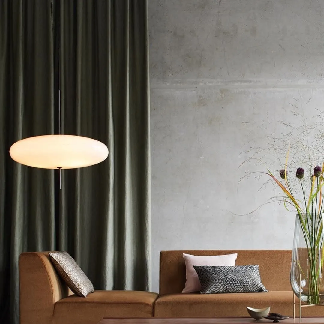 Modern Oval Pendant Light – Metal and Acrylic Pendant Lamp for Living Room
