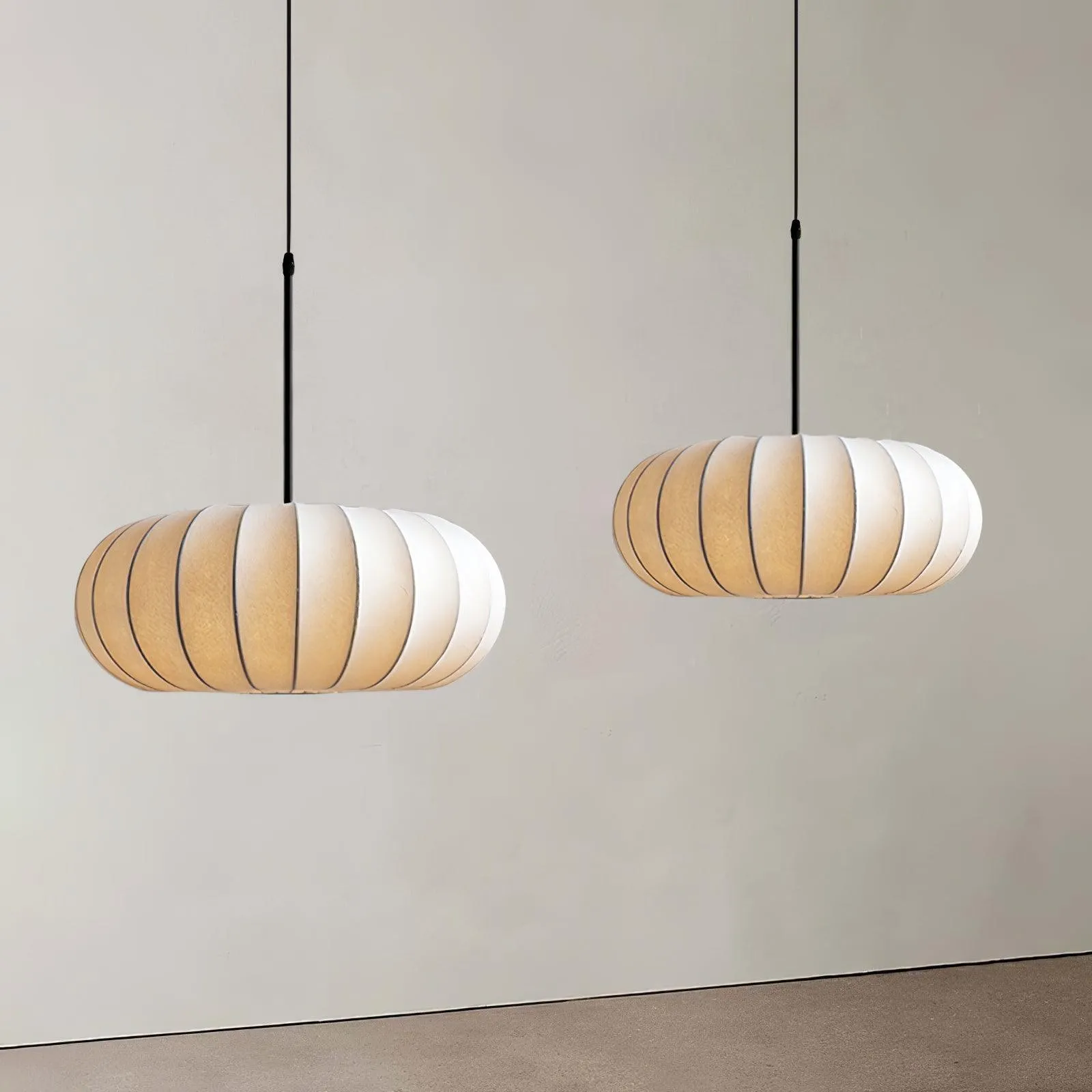 Simple Wabi-sabi White Lantern Fabric Pendant Lamp M06