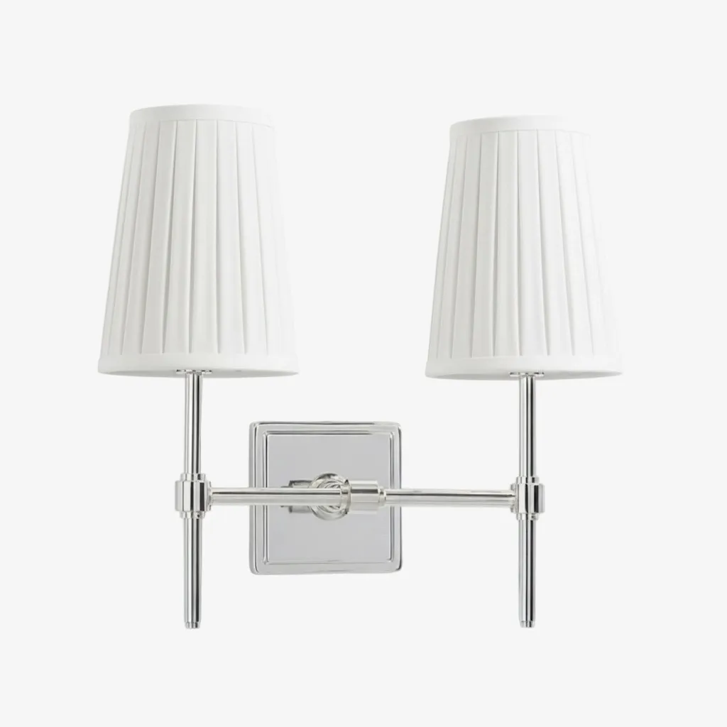 Derlina Stylish Retro Wall Lamp with White Linen Shades – Modern Industrial Design for Any Room T273