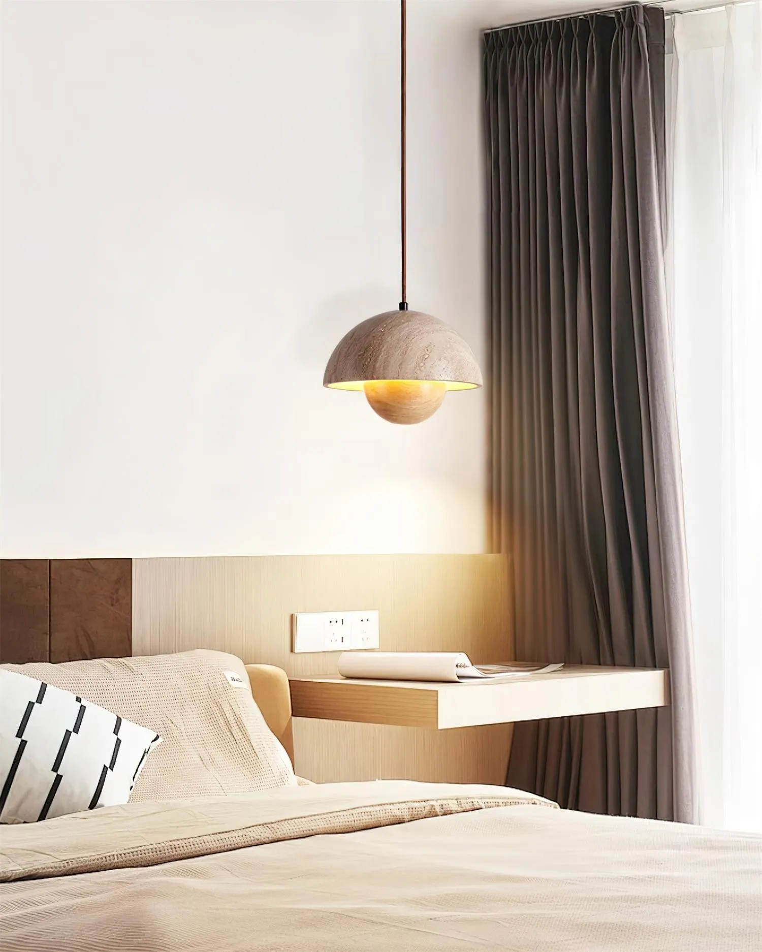 Semicircular Pendant Lamp - Modern Travertine Living Room G70
