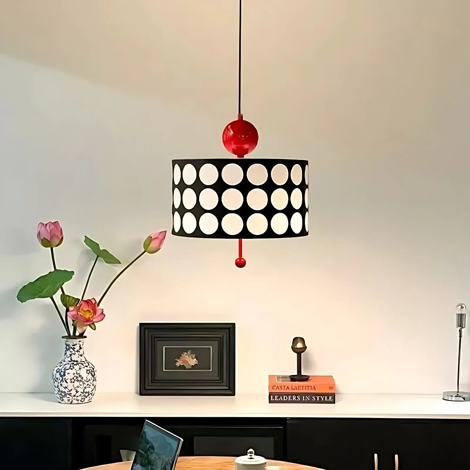 Polka Dot Lattice Pendant Lamp - French Vintage Light for Dining M165