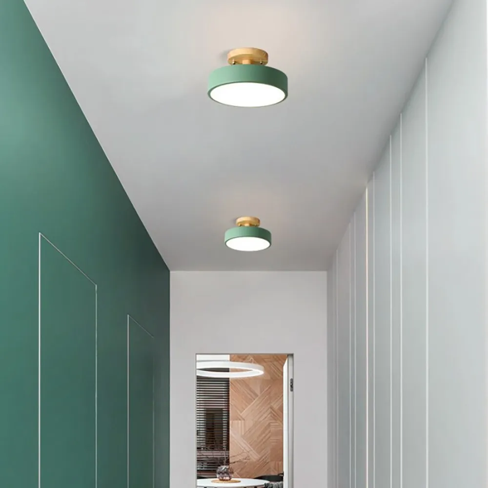 Nordic Macaroon Wooden Round Ceiling Lamp S90