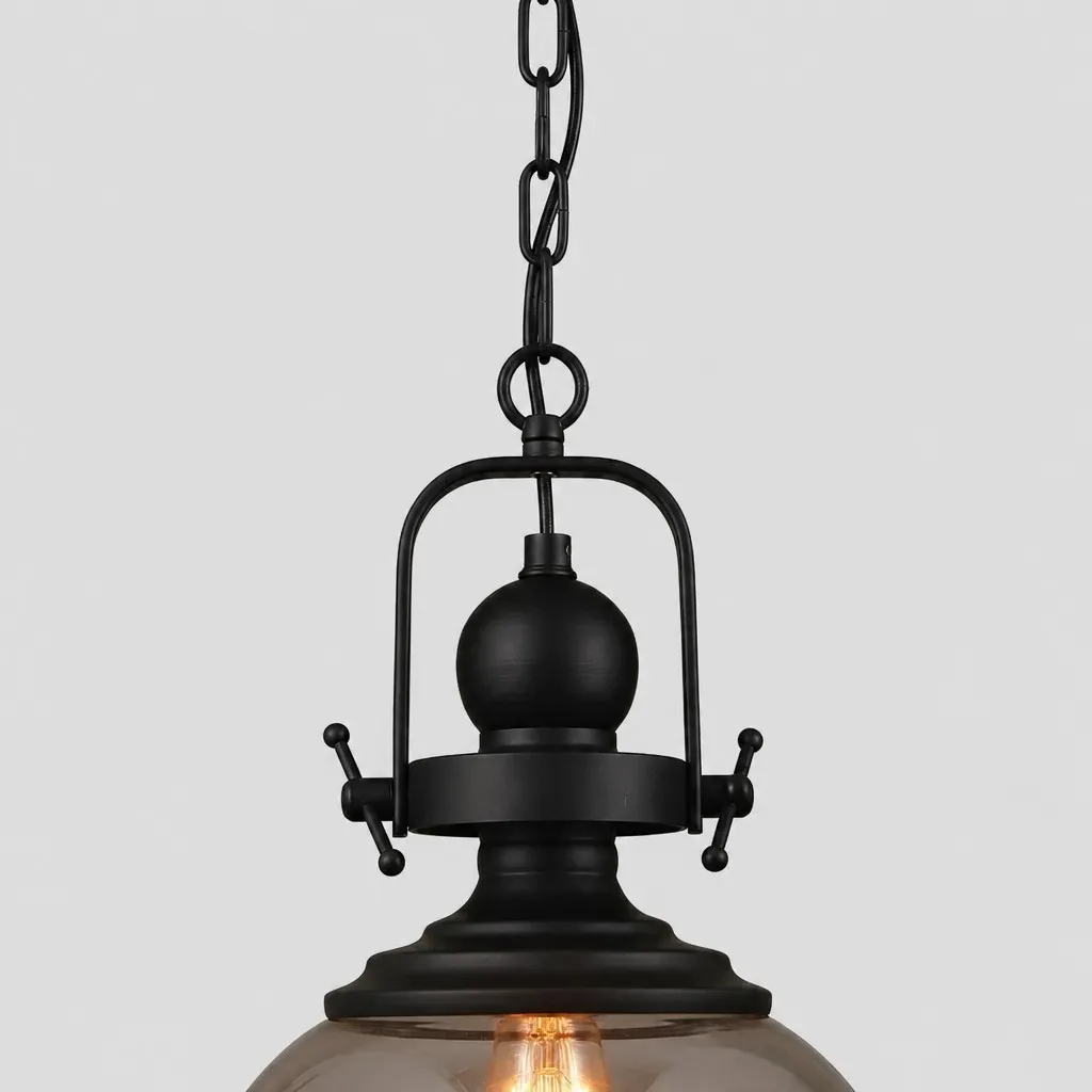 Ivoran Industrial Metal Smoky Glass Pendant Lamp - Suitable for Kitchen Island T2245