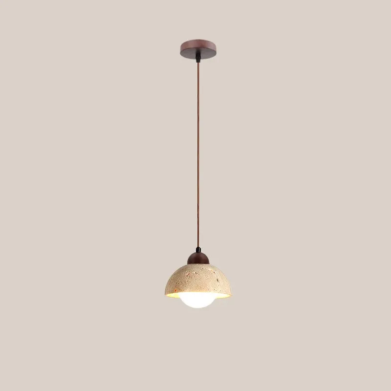 Natural Stone Wood Pendant Light - Minimalist Japanese Dining Lamp M08