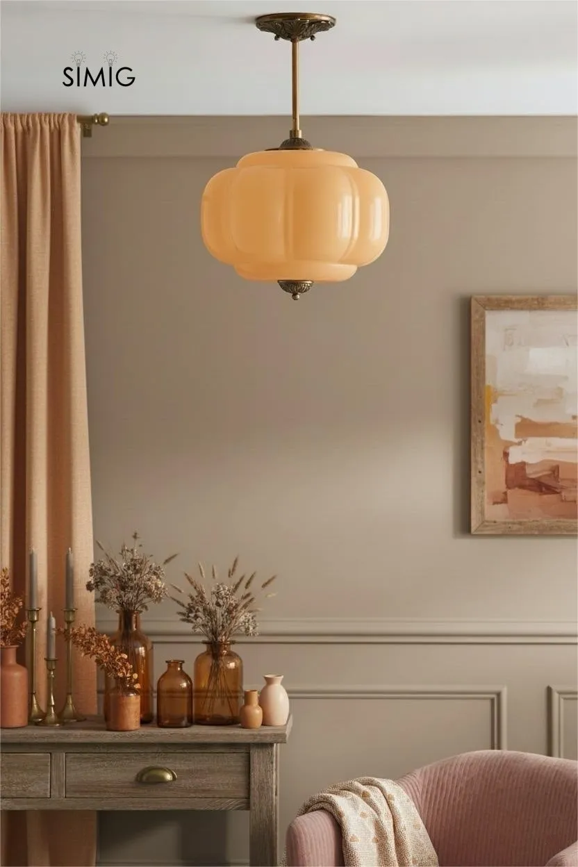 Eloise Vintage Glass Pendant Light - Elegant Design Semi-Flush Mount Light G53