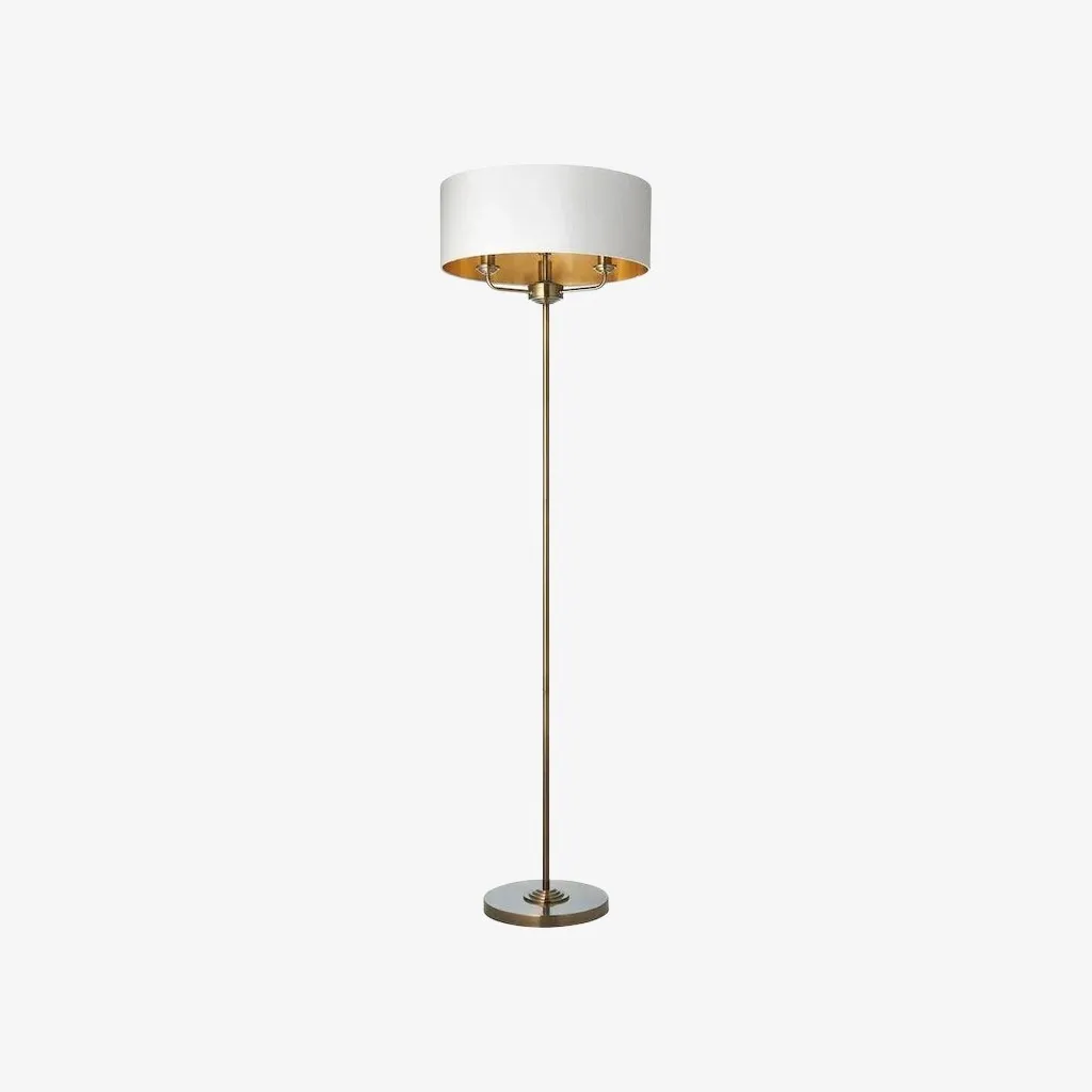 Tela Drum Shade Floor Lamp - Contemporary Fabric Standing Lamp for Home Office T1040