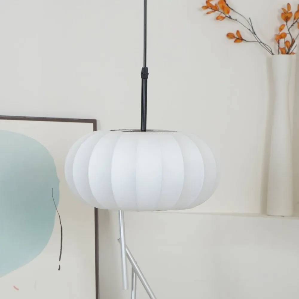 Simple Wabi-sabi White Lantern Fabric Pendant Lamp M06