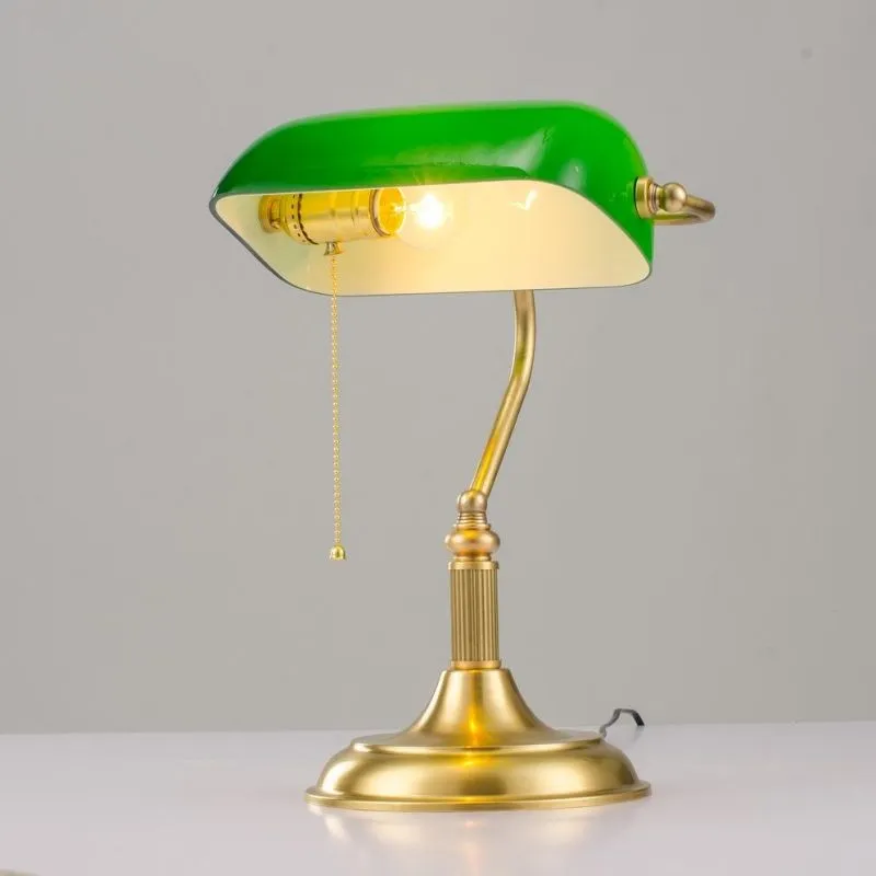 Classic Green Glass Bankers Table Lamp