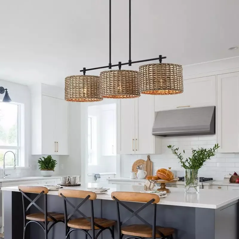 Raphael 3 Light Dimmable Drum Rattan Pendant Lamp S106