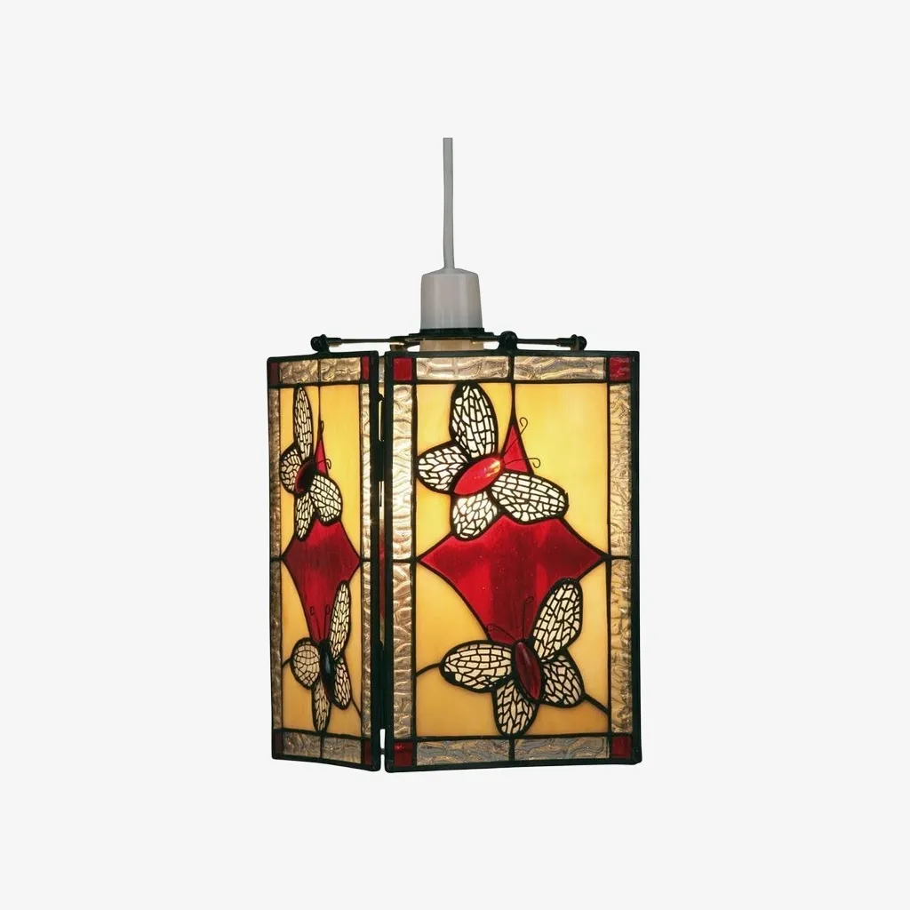 TF Butterfly Pendant Lamp - Artistic Stained Glass Pendant Light for Living Room or Bedroom T835