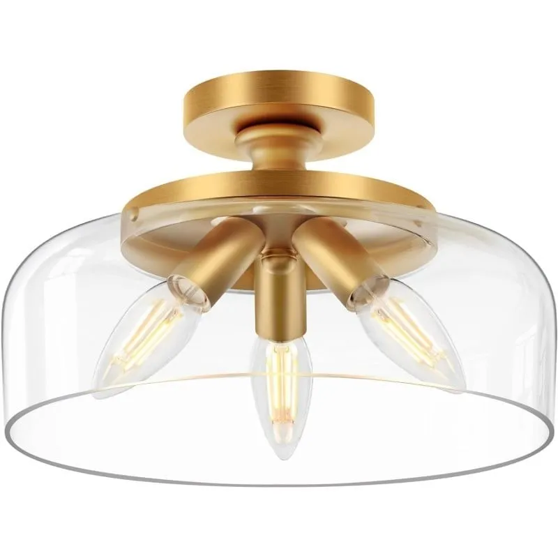 Retro Pattern Glass Semi-recessed Ceiling Lamp S203