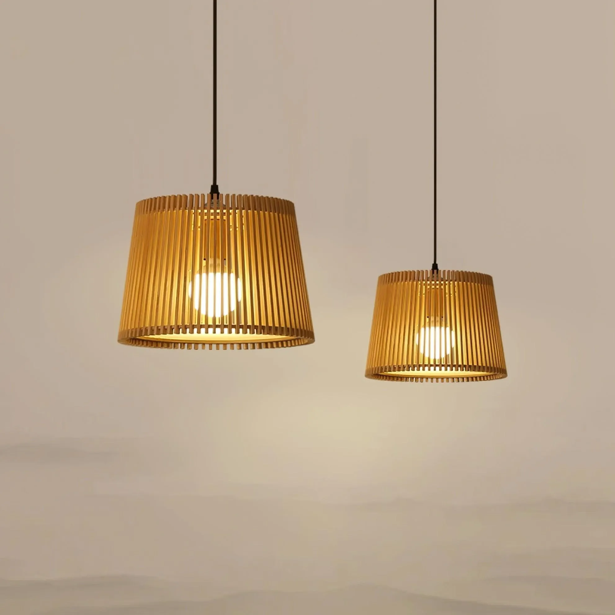 Wooden Log Color Cage Pendant Light M319