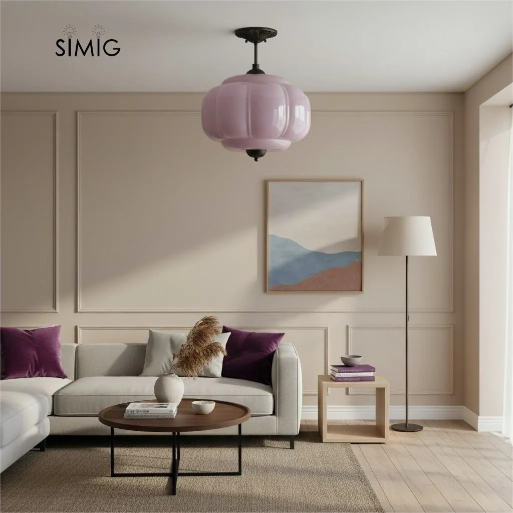 Eloise Vintage Glass Pendant Light - Elegant Design Semi-Flush Mount Light G53