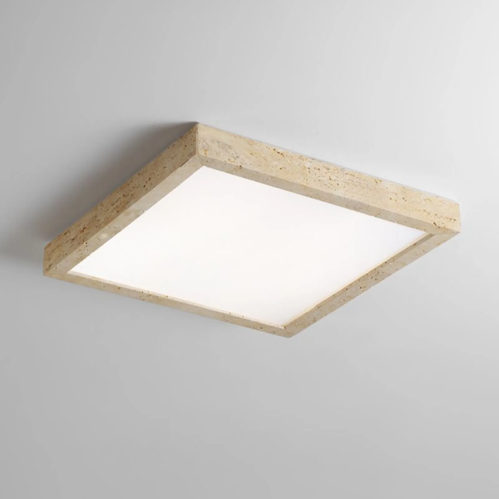 Square Travertine Ceiling Light With Acrylic Diffuser S294