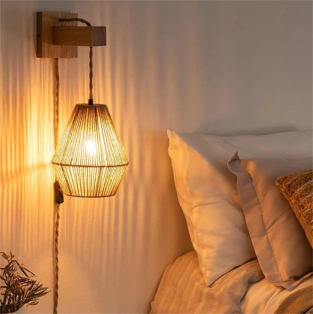 Natural Rope Design Wall Lamp for Bedroom