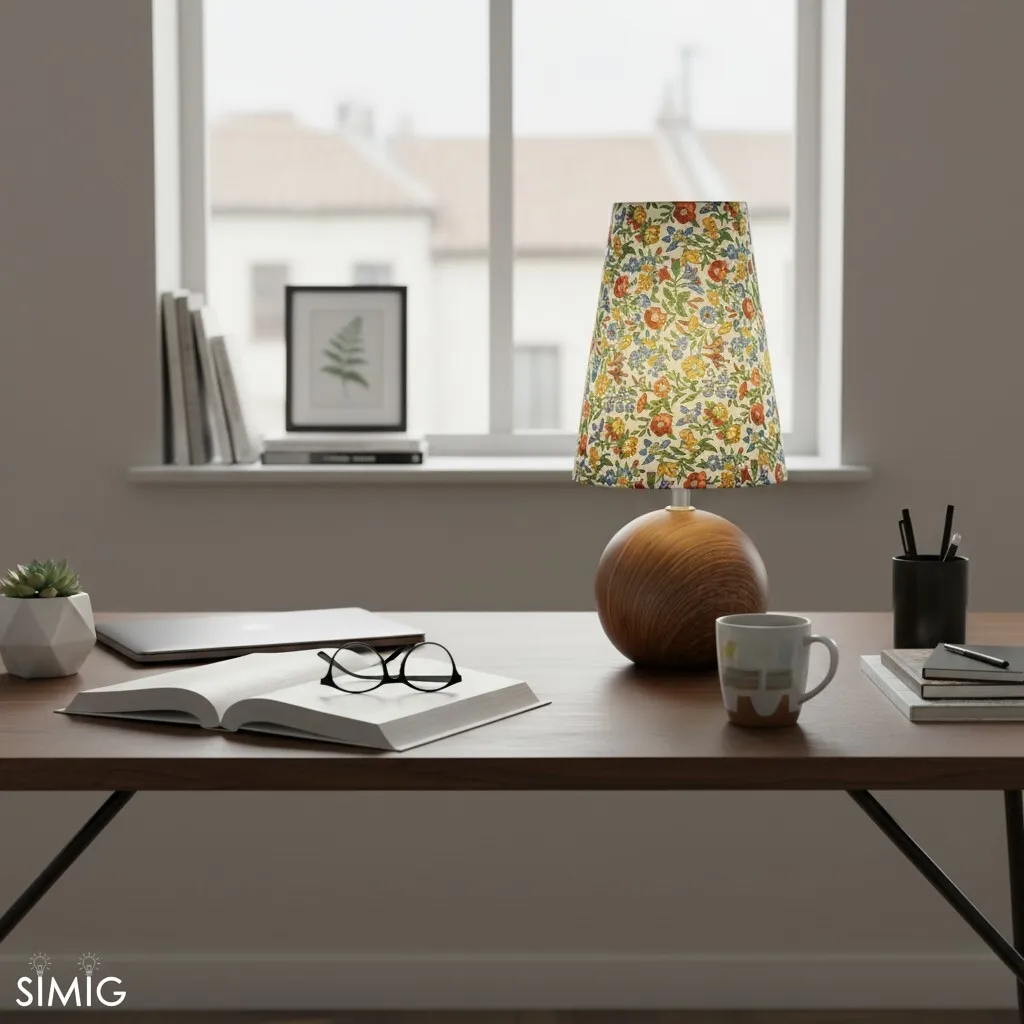 Florence Floral Table Lamp - Wood and Fabric Lamp for Living Rooms T550