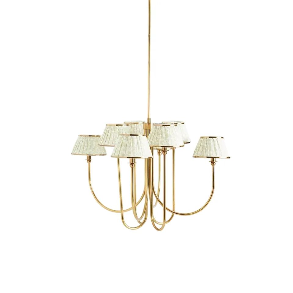 Ruchee Chandelier - Layered Fabric Shade Brass Ceiling Light for Dining or Living Spaces T710