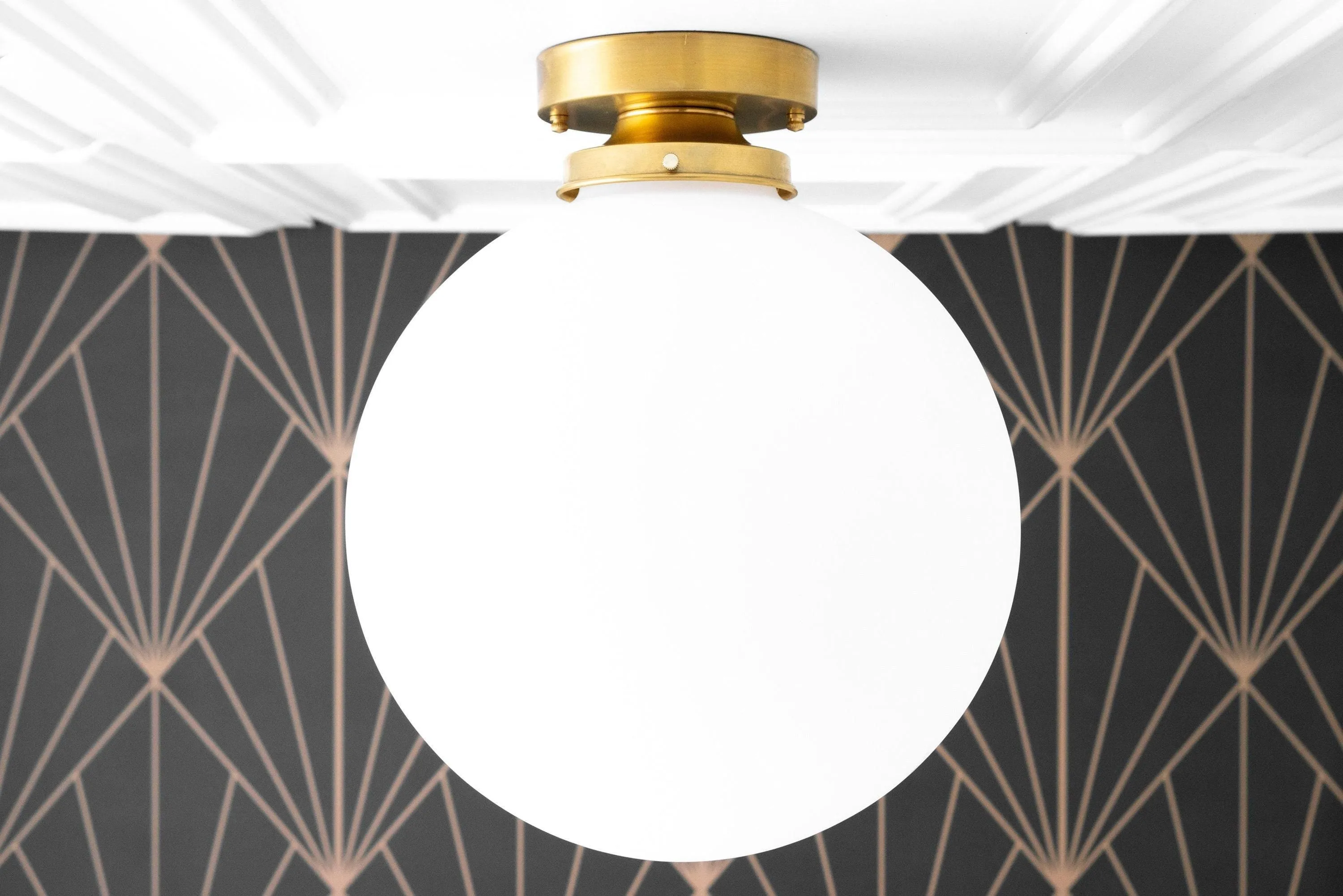 Glorica Glass 12 Inch Globe Ceiling Light - Frosted Glass Art Deco Pendant And Flush Mount T362