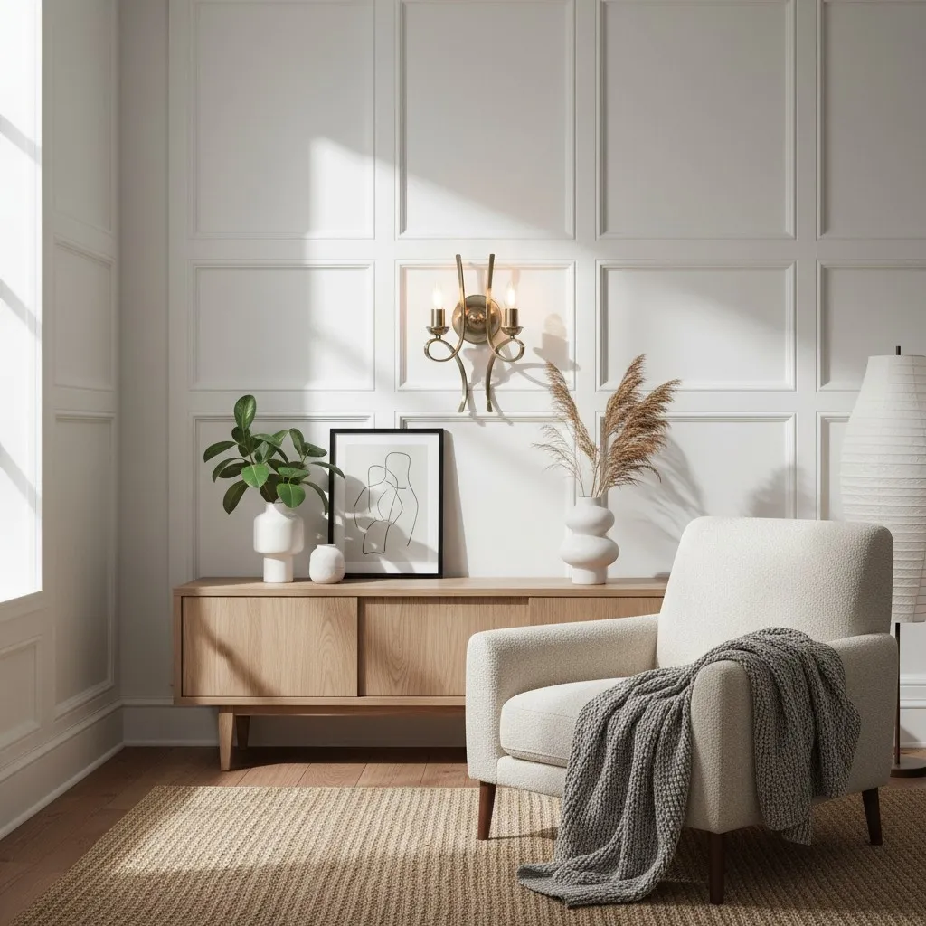 Foline Brushed Brass Wall Light - Timeless Wall Sconce for Living Rooms and Hallways T1014