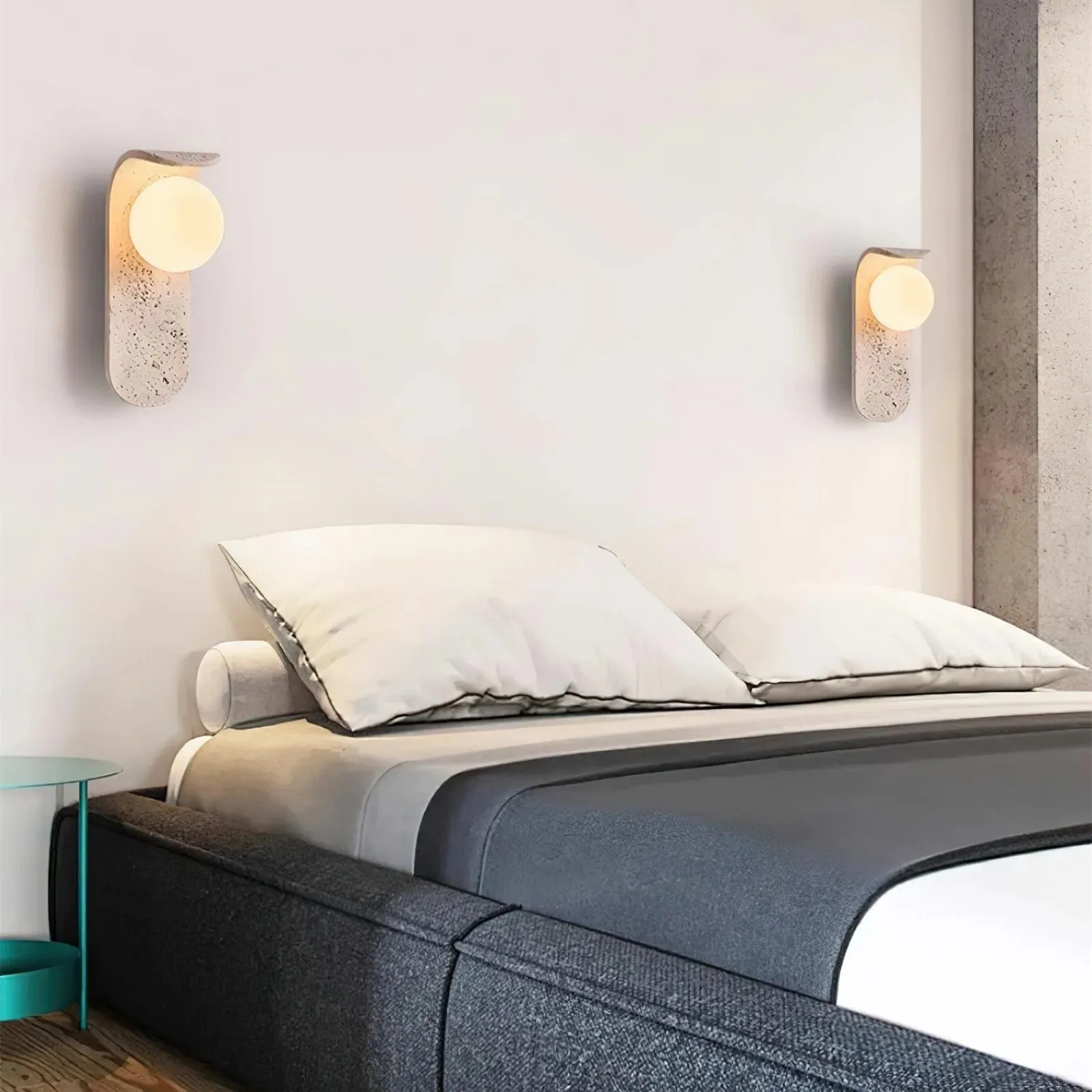 Travertine Wall Lamp - Skateboard-Inspired Modern Bedroom Light S326