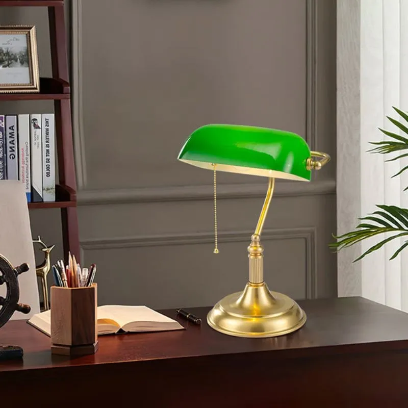 Classic Green Glass Bankers Table Lamp
