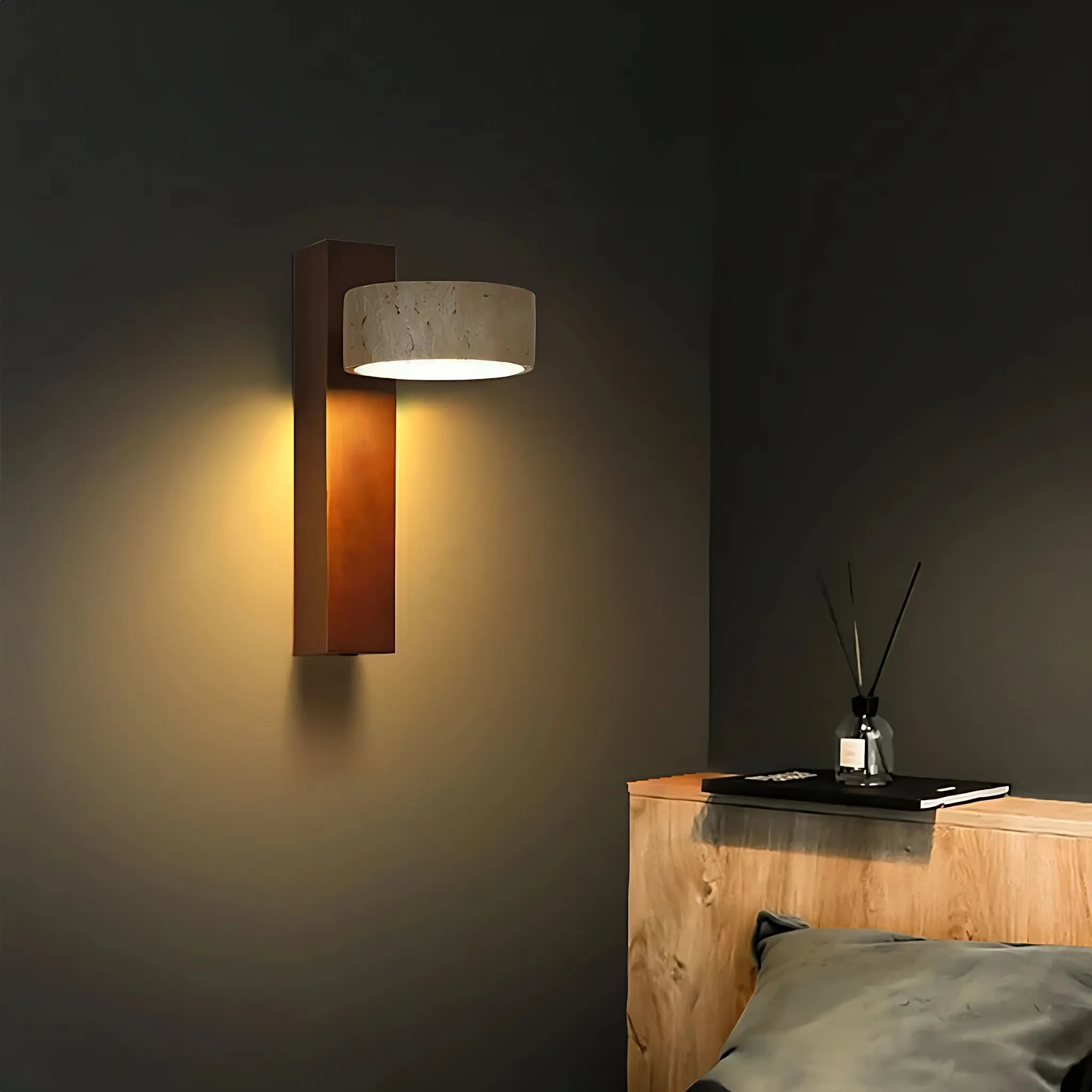Travertine Cylinder Shade Lamp - Vintage Wall Sconce for Hallway M13