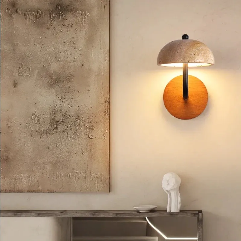 Travertine Umbrella Wall Lamp - Vintage Design with Integrated LED S314