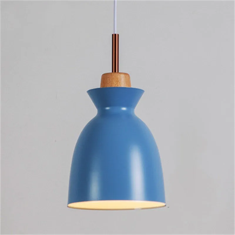 MULTI Scandinavian Metal Wood Macaroon Pendant Light for Bedroom S32