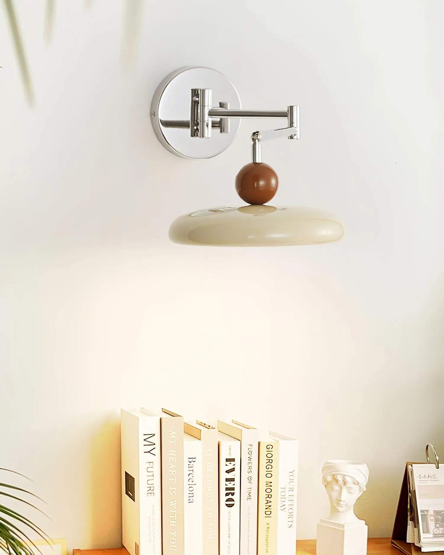 Cream Style Adjustable Swing Arm Disc Reading Wall Lamp M141