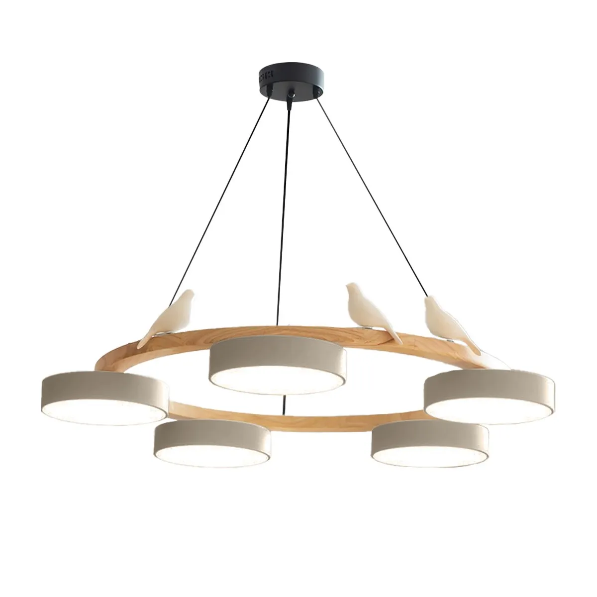 Nordic Wooden Bird Creative Round Chandelier S206