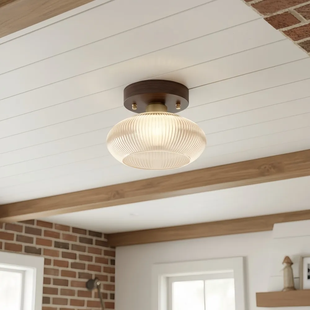 Soliro Soft Rounded Glass Dome Ceiling Light - Contemporary Flush Mount for Hallway and Bedroom T1088