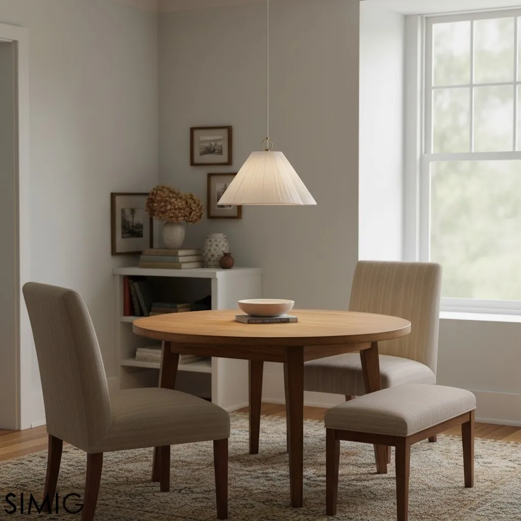 Blossine Brass Pendant - Scalloped Linen Shade for Living Room T442