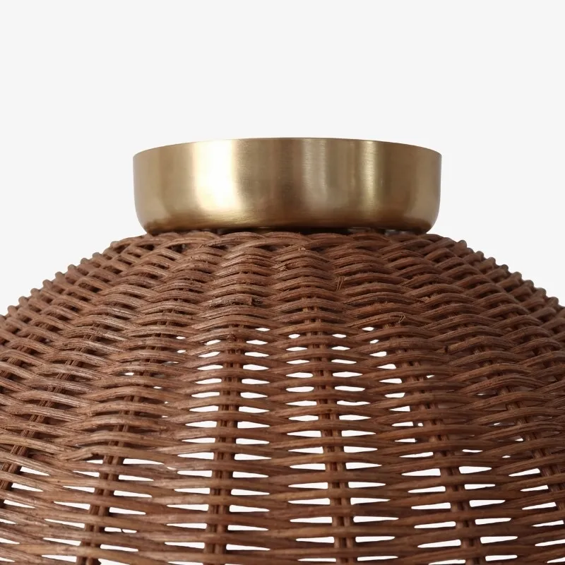 Welanery Rustic Woven Bamboo Light - Glass Wall or Ceiling Lamp for Living Room and Hallway T1212