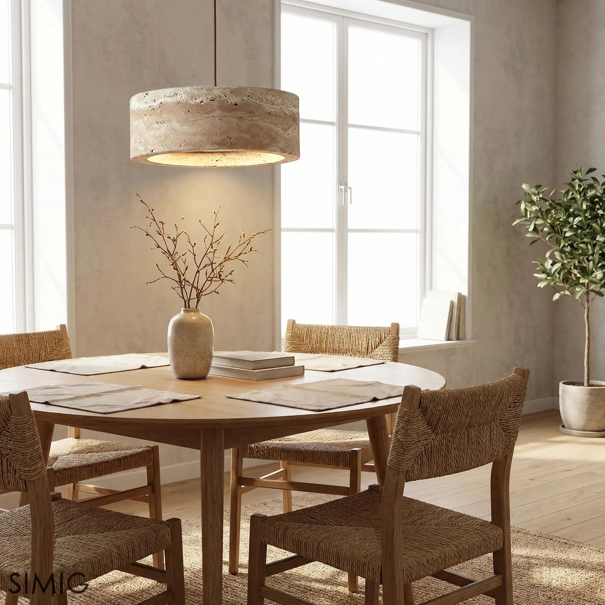 Kairis Neutral Tone Stone Pendant Lamp - Wabi Sabi Style for Kitchen Island T559