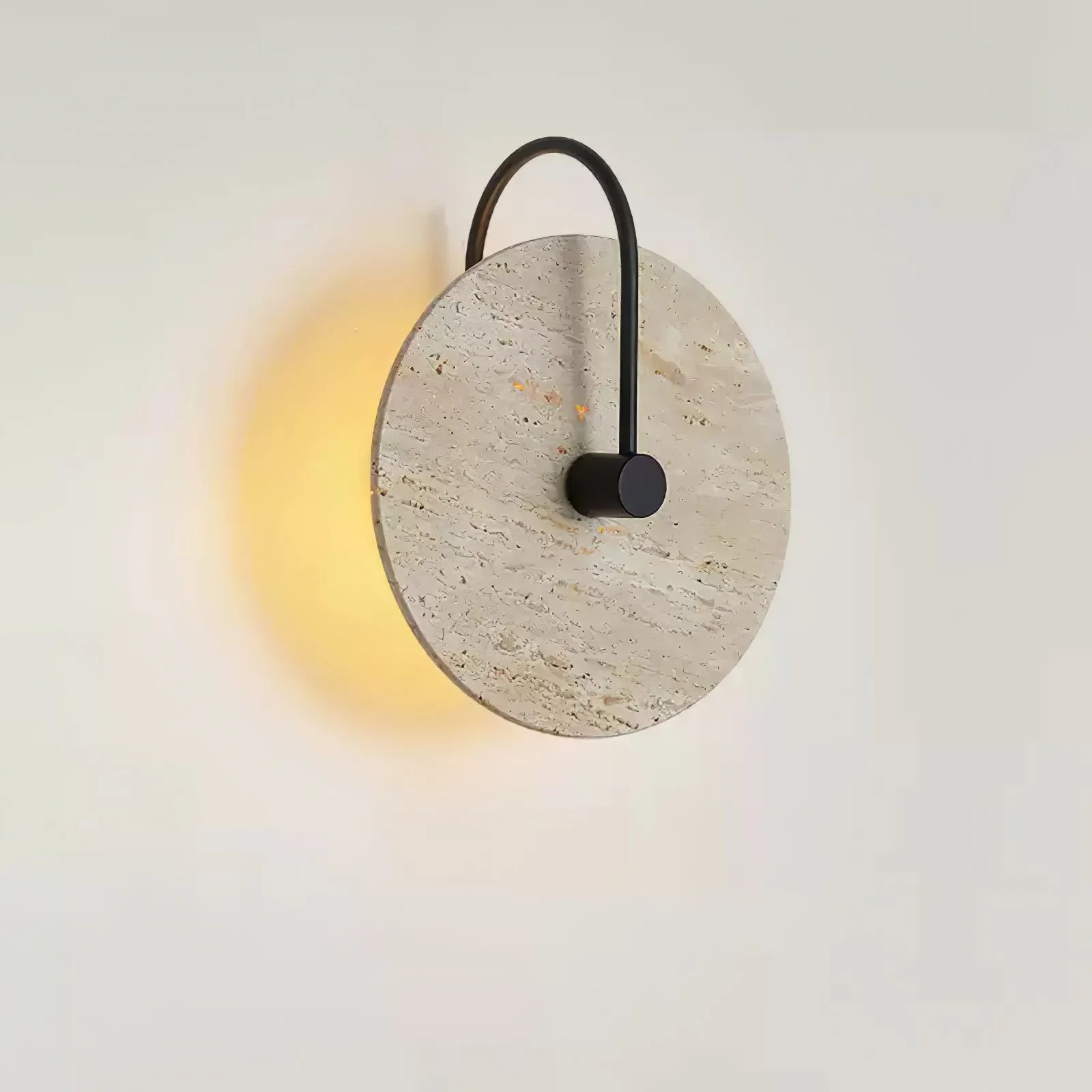 Simple Clock-Shaped Travertine Wall Lamp M509