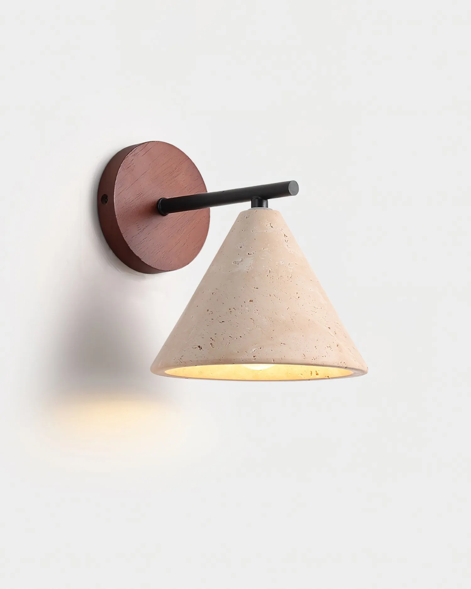 Textured Travertine Cone Wall Light - Minimalist Bedroom Sconce M56