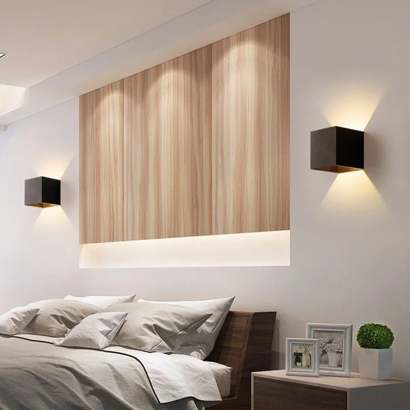 Aluminum Minimalist Style LED-6W Cube Wall Light For Bedroom