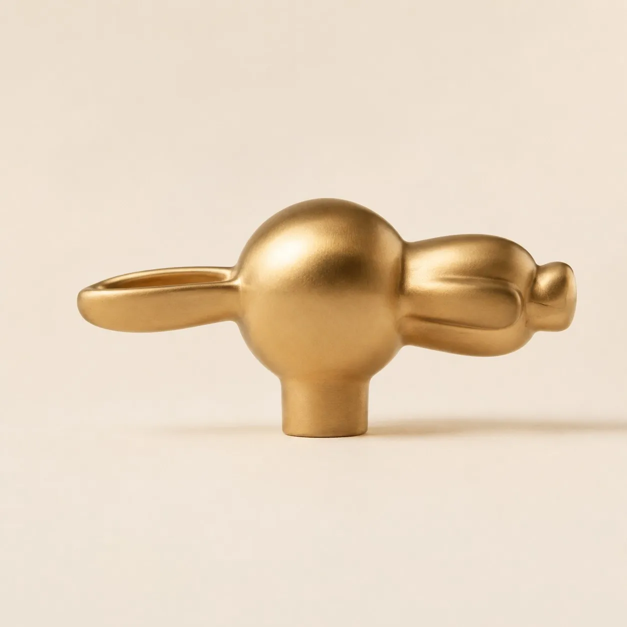 Brass rabbit cabinet knob side detail