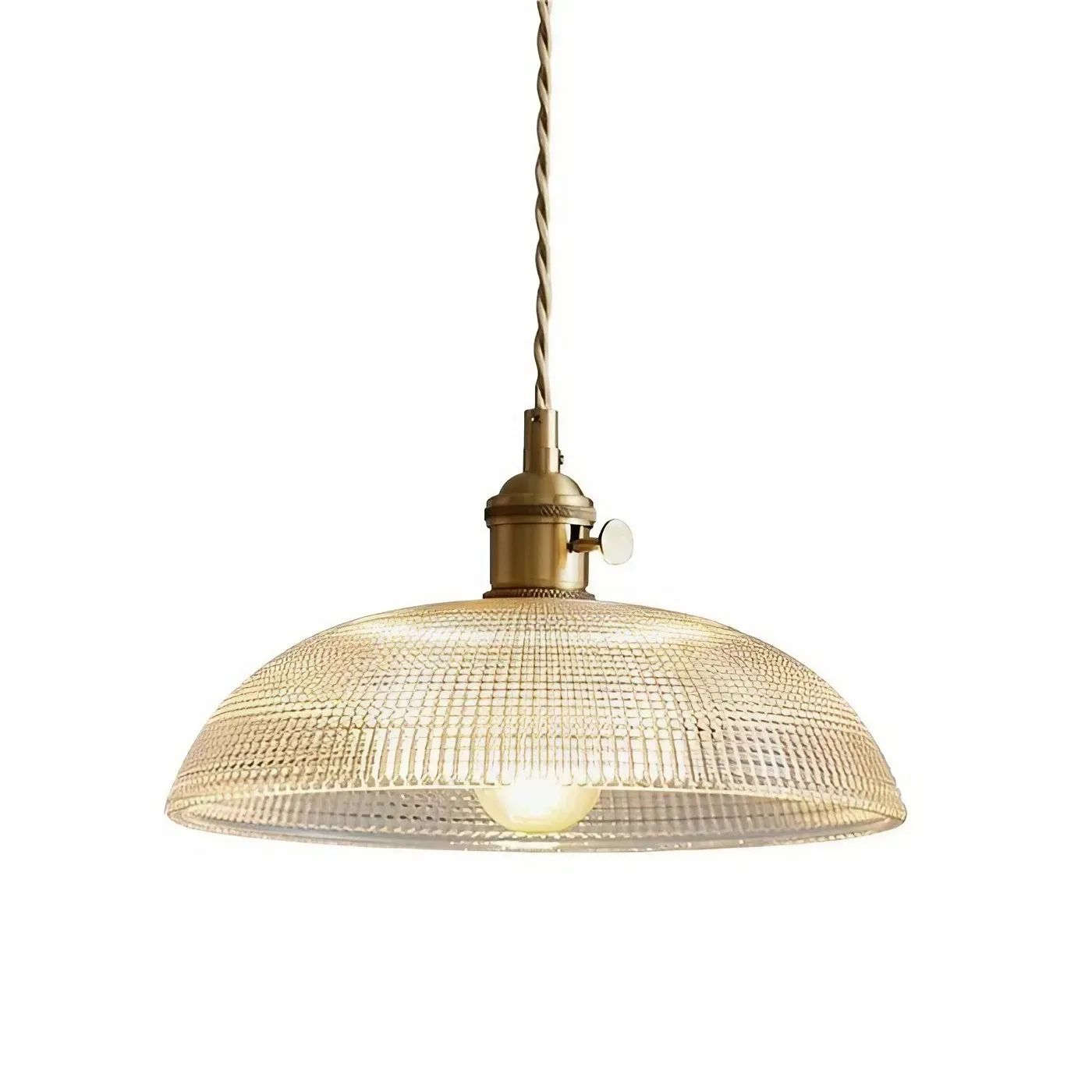 Ribbed Bowl Clear Glass Pendant Light - Classic Retro Dining Room Light S121