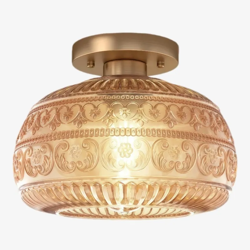 Lurex Engraved Textured Glass Flush Mount - Classic Entryway Decorative Light U21