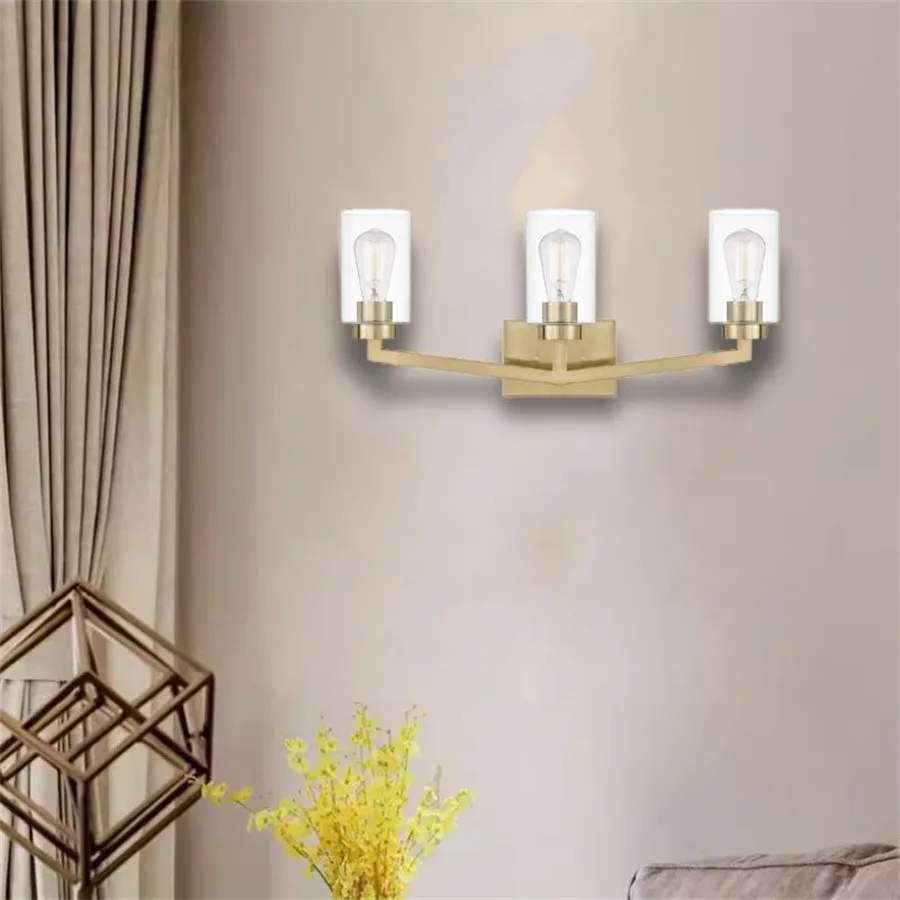 Industrial Cylindrical Brass Wall Lamp For Bathroom S145