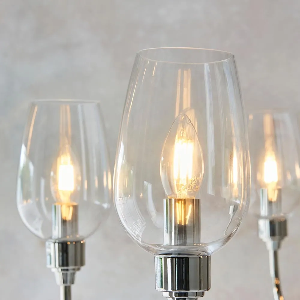 Clarione Art Deco 6-Light Linear Chandelier with Blown Glass Shades for Kitchen T930