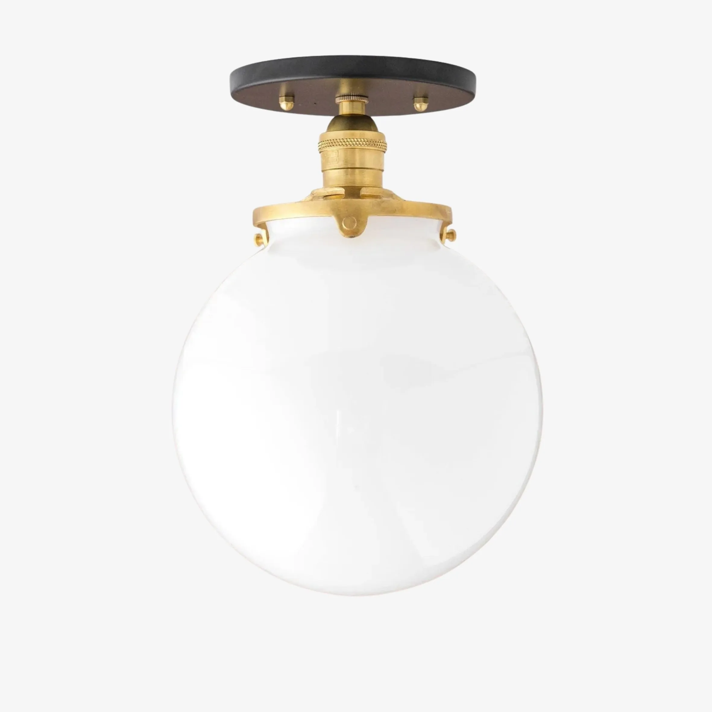 Glorica Glass Mid Century Semi Flush Ceiling Light - Whte Opal Gliass Globe Fixture T368