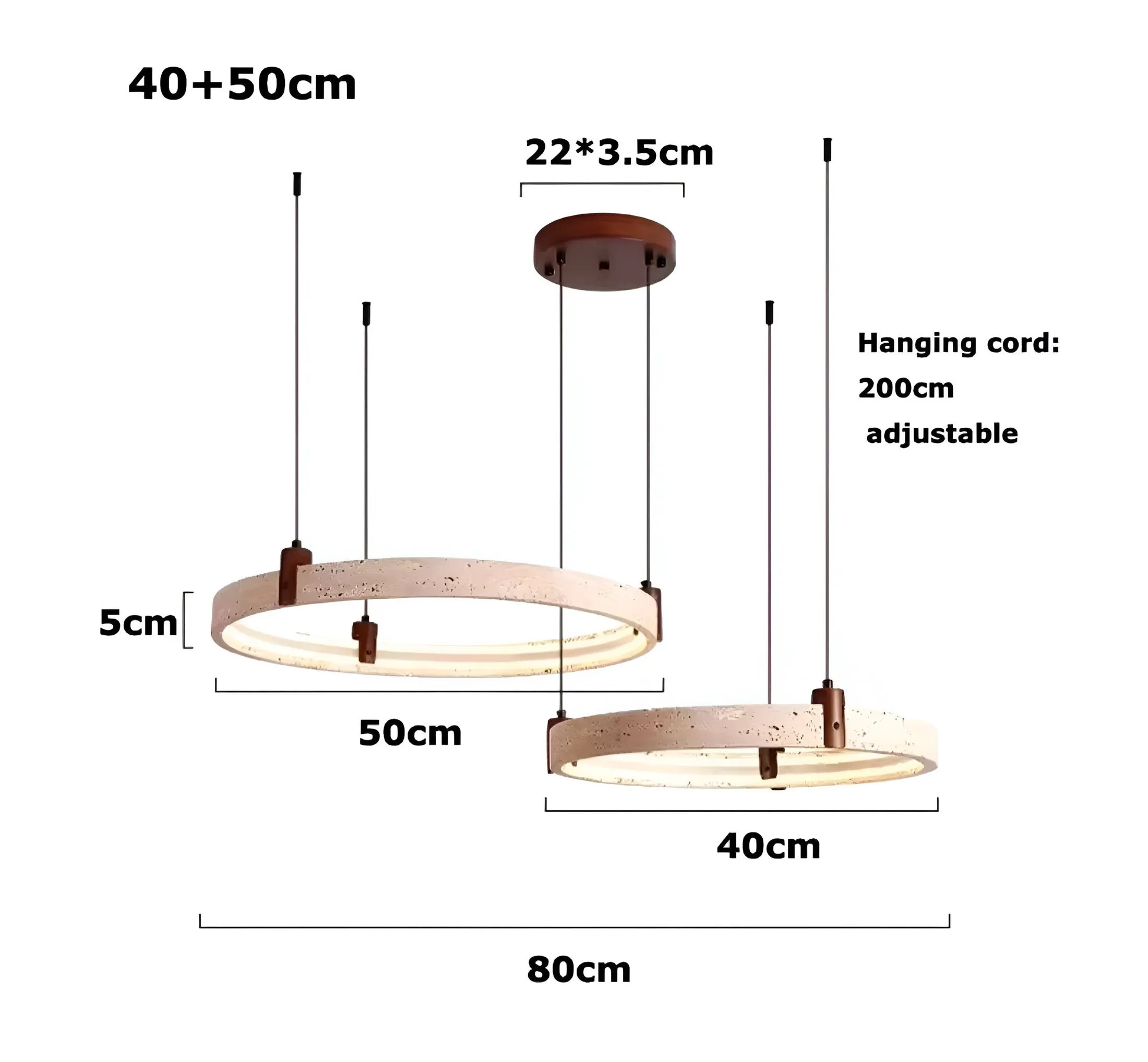 Simple Circular Travertine Pendant Lamp G29