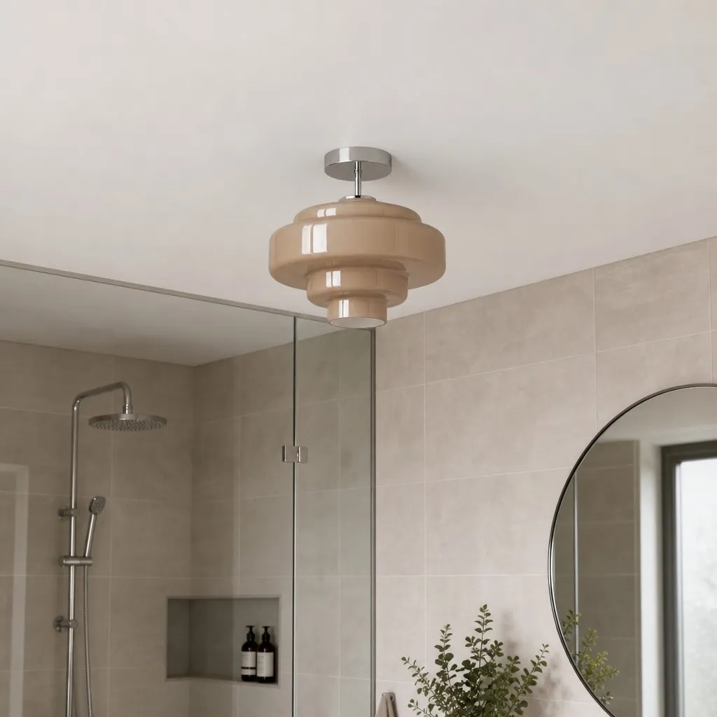 Koloro Glass Ceiling Light - Layered Rounded Design Lampshade for Hallway or Cloakroom T2251