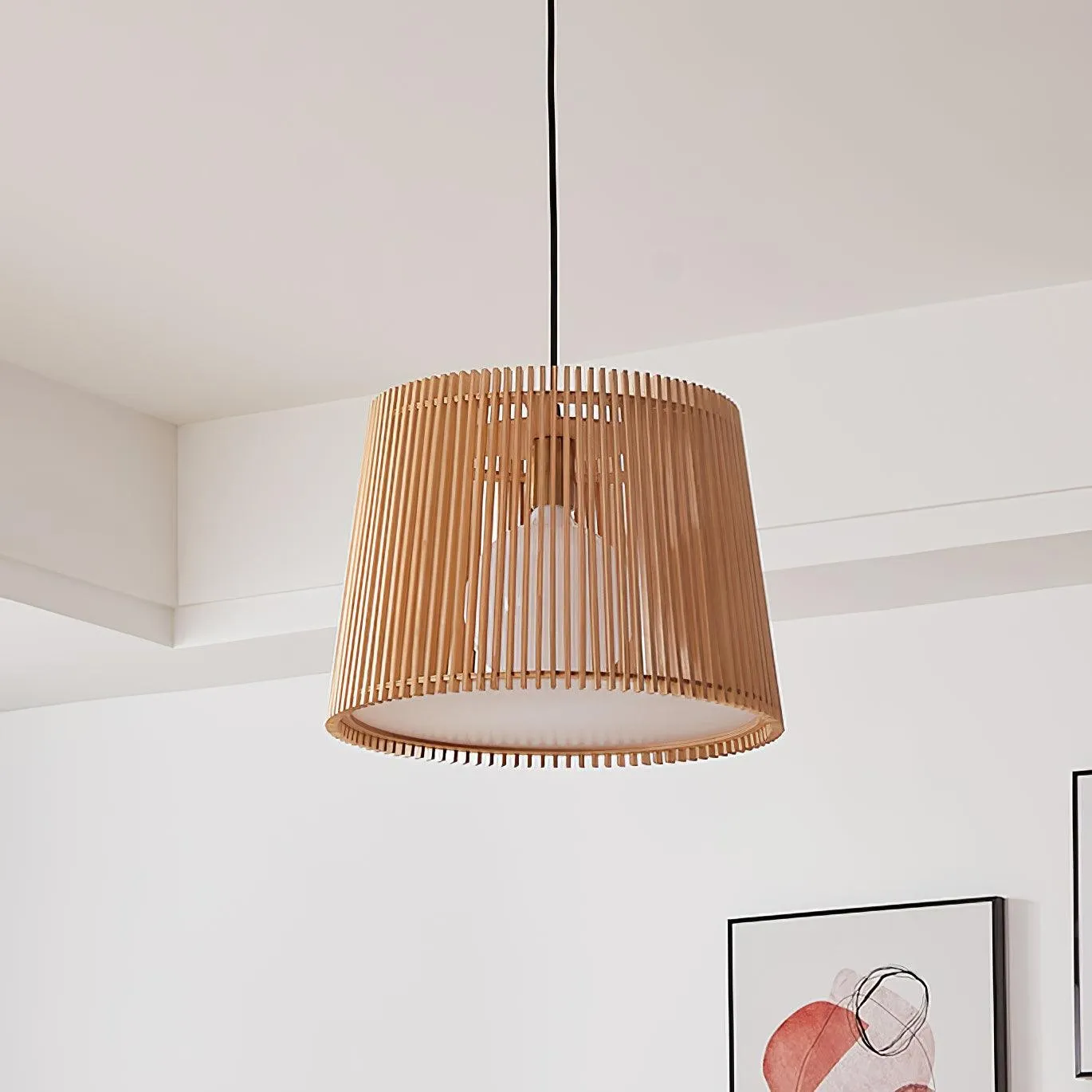 Wooden Log Color Cage Pendant Light M319
