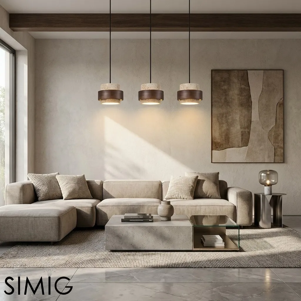 Travertine Drum Minimal Pendant - Kitchen Island Light M169