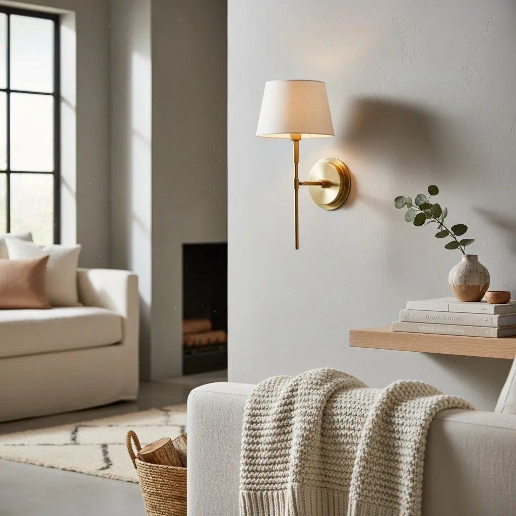Cremaris Metal Wall Light with Fabric Shade - Timeless Sconce for Interior Lighting T1017