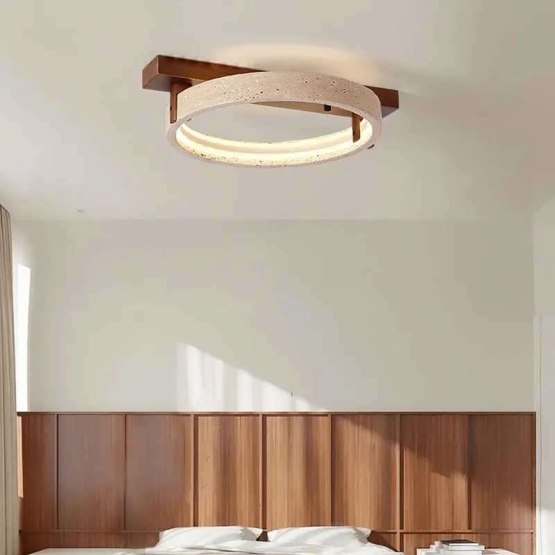 Modern Ring Horizon Travertine Ceiling Lamp for Living Room S300